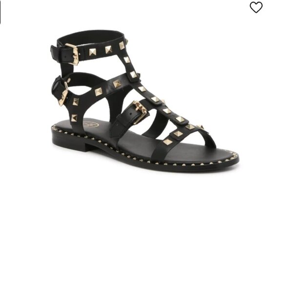 Ash Shoes - ASH Pacific Gladiator Sandals Size 6 Black Studded Strappy Womens Flats